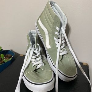 Pastel green high top vans